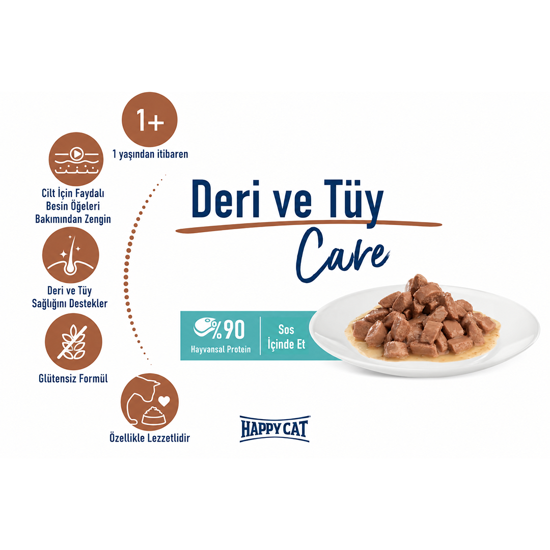 Happy Cat Care Meat in Sauce Skin & Coat